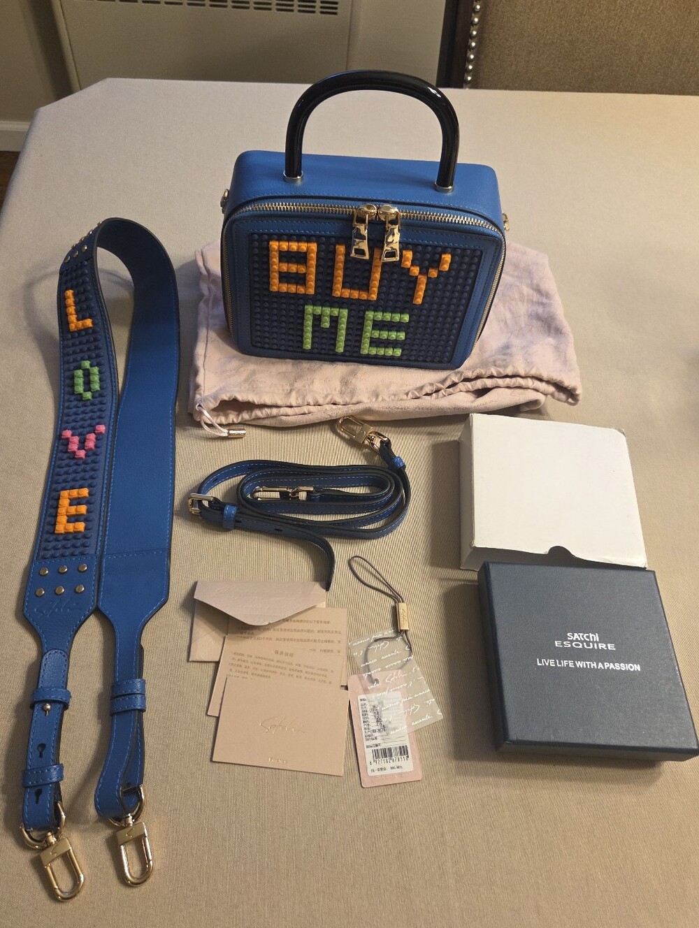 Satchi Miguel x ALULU Italian Leather Pixel Series Crossbody Bag UNIQUE rare